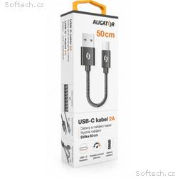 ALIGATOR PREMIUM 2A kabel, 50cm USB-C, černý