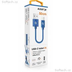 ALIGATOR PREMIUM 2A kabel, 50cm USB-C, modrá