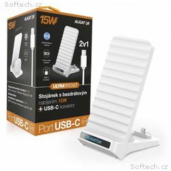 ALIGATOR Stojánek s bezdrátovým nabíjením 15W a US