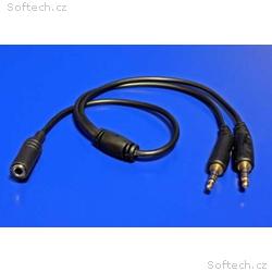 Redukce audio 4 pólový jack3,5F - 2x jack3,5M