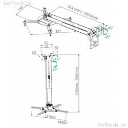 TB Projector mount 2in1 TB-M52 ceiling, wall 10kg