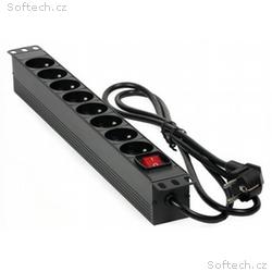 Masterlan 19" rozvodný panel 8x230V, černý, 2m, hl