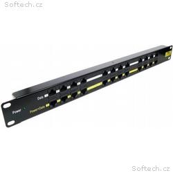 MaxLink POE panel 12 portů, 1U pro rack 19"