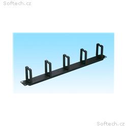 19" vyvazovací panel 1U, 5x plastový úchyt, černá,