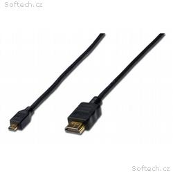 Digitus HDMI, D na HDMI, A připojovací kabel 1m, p