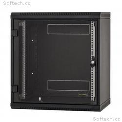 Nástěnný rack RUA 9U, 600mm odn.boč+skl.dv.černý