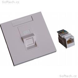EuroLan UTP zásuvka pod omítku, 1x RJ45, 45°, bílá