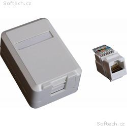 EuroLan UTP zásuvka na omítku, 1x RJ45, bílá, Cat.