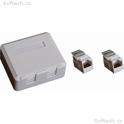 EuroLan UTP zásuvka na omítku, 2x RJ45, bílá, Cat.