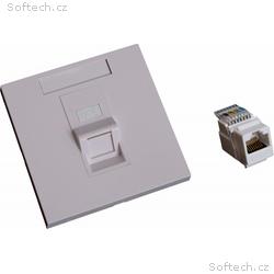 EuroLan UTP zásuvka pod omítku, 1x RJ45, 45°, bílá