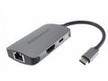PremiumCord USB-C na HDMI + RJ45 + PD adaptér, hli