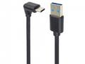 PremiumCord USB C-USB A, zahnutý, černý, 50 cm
