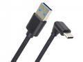 PremiumCord USB C-USB A, zahnutý, černý, 50 cm