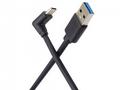 PremiumCord USB C-USB A, zahnutý, černý, 50 cm
