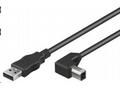PremiumCord Kabel USB 2.0, A-B se zahnutým USB-B k