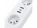 Solight 2z + USB A+C 17W, cestovní prodlužovací př
