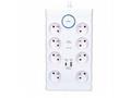 Solight přepěťová ochrana, 8z, USB A+C, 2m, bílá