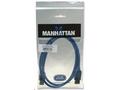 MANHATTAN Kabel USB 3.0 A-A prodlužovací 1m, modrý