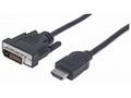 MANHATTAN kabel HDMI Male to DVI-D 24+1 Male, Dual