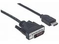 MANHATTAN kabel HDMI Male to DVI-D 24+1 Male, Dual