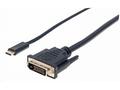 Manhattan kabel USB-C na DVI, 2m, černá