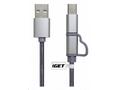 iGET G2V1 - USB kabel Micro USB, USB - C dlouhý pr