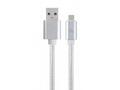 GEMBIRD Kabel MicroUSB - USB, opletený, stříbrný, 