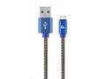 Gembird oplétaný denim USB-A, USB-C kabel 2m