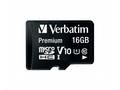 VERBATIM MicroSDHC karta 16GB Premium, U1 + SD ada