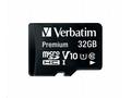 VERBATIM MicroSDHC karta 32GB Premium, U1 + SD ada