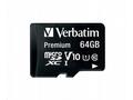 VERBATIM MicroSDXC karta 64GB Premium, U1 + adapté