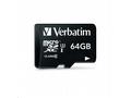 VERBATIM MicroSDXC karta 64GB Pro, U3 + adaptér