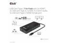Club3D hub USB-C, 7-in-1 hub s 2x HDMI, 2x USB Gen