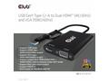 Club3D adaptér USB Gen1 Type-C, -A to Dual HDMI (4