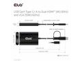 Club3D adaptér USB Gen1 Type-C, -A to Dual HDMI (4