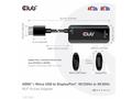 Club3D Adaptér HDMI + Micro USB na DisplayPort 4K1