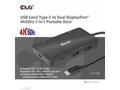 Club3D Dokovací stanice USB Gen2 Type-C na Dual Di