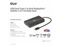 Club3D Dokovací stanice USB Gen2 Type-C na Dual Di