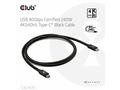 Club3D Kabel USB4 v2 Typ-C, 80Gbps, Certifikovaný 
