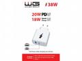 WG - Síťová nabíječka 2x USB 38W, 1x USB-C PD 20W 