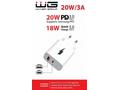 WG - Síťová nabíječka 2x USB, 1x USB-C PD 20W + 1x