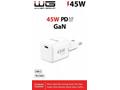 WG - Síťová nabíječka GaN 1x USB-C, PD PPS 45W, bí