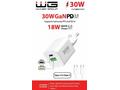 WG - Síťová nabíječka GaN 2x USB 30W, 1x USB-C PD3