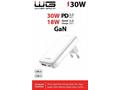 WG - Síťová nabíječka GaN 2x USB, 1x USB-C 30W + 1