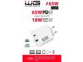 WG - Síťová nabíječka GaN 2x USB 65W, 1x USB-C PD 
