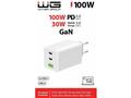 WG - Síťová nabíječka GaN 100W, 3x USB, 1x USB-A +