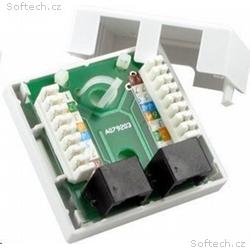 Zásuvka UTP 2x RJ45 Cat5E, duální svorkovnice, na 
