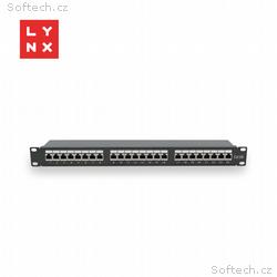 LYNX 19" patch panel 24-port, STP Cat6a, 50µ, stín