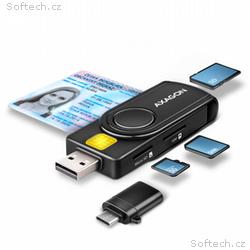 AXAGON CRE-SMP2A, USB-A PocketReader 4-slot čtečka