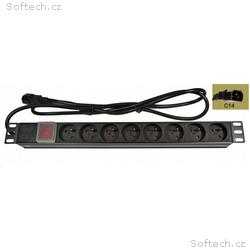19" rozvodný panel LEXI-Net 8x230V, ČSN, vypínač, 